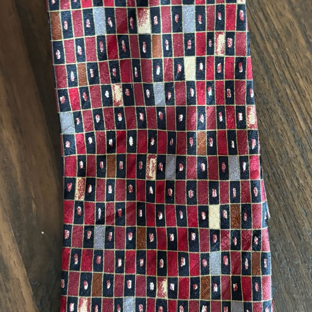 Gian Carlo Lamberti Silk Geometric Red and Black Tie